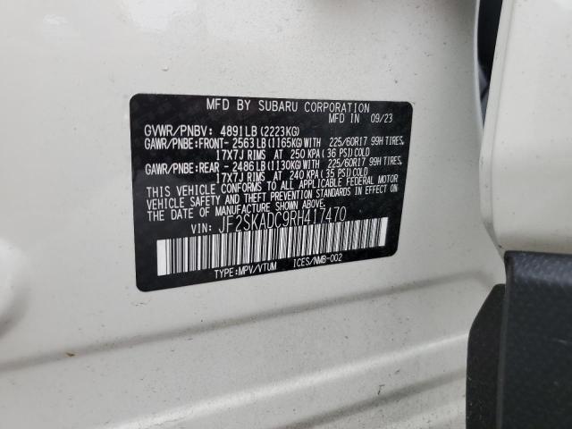 JF2SKADC9RH417470 - 2024 SUBARU FORESTER PREMIUM WHITE photo 14