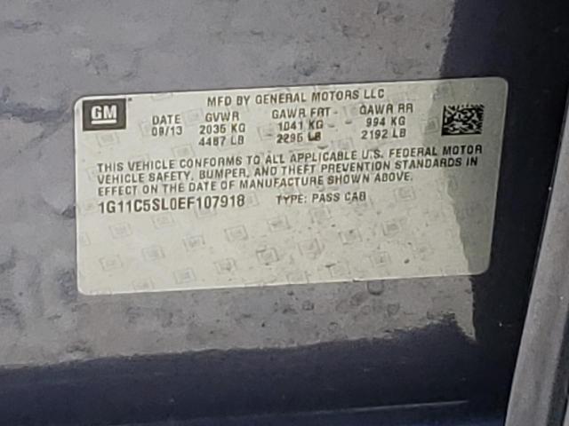 1G11C5SL0EF107918 - 2014 CHEVROLET MALIBU 1LT 蓝色 照片 12