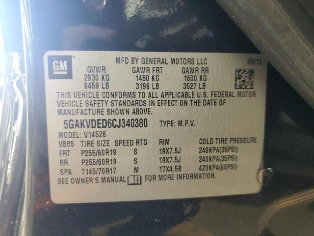 5GAKVDED6CJ340380 - 2012 BUICK ENCLAVE BLACK photo 13