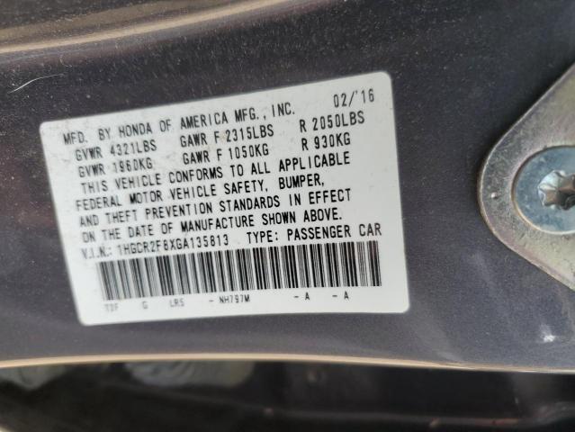 1HGCR2F8XGA135813 - 2016 HONDA ACCORD EXL CHARCOAL photo 13