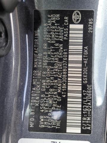 4T1BK3DB8BU376081 - 2011 TOYOTA AVALON BASE Grafit foto 13