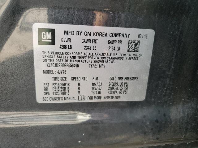 KL4CJDSB0GB656496 - 2016 BUICK ENCORE PREMIUM SILVER photo 12