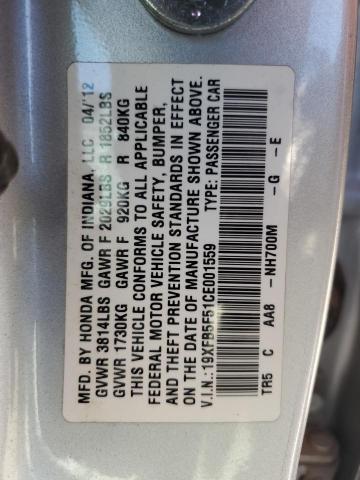 19XFB5F51CE001559 - 2012 HONDA CIVIC NATURAL GAS SILVER photo 13