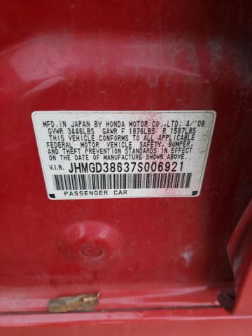 JHMGD38637S006921 - 2007 HONDA FIT S RED photo 13