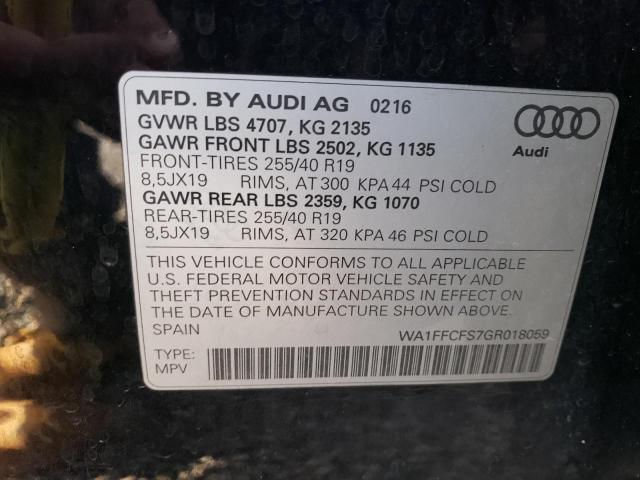 WA1FFCFS7GR018059 - 2016 AUDI Q3 PRESTIGE BLACK photo 13