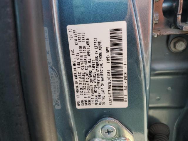 5J6TF2H53EL001361 - 2014 HONDA CROSSTOUR EXL TURQUOISE photo 12