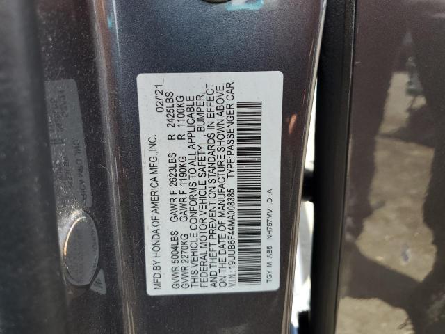 19UUB6F44MA008385 - 2021 ACURA TLX TECHNOLOGY GRAY photo 12