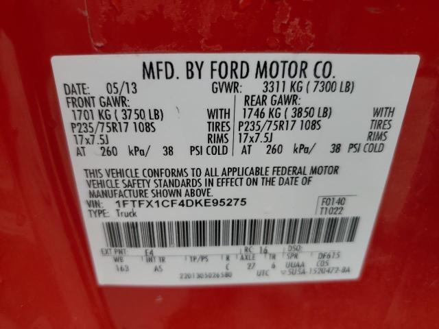 1FTFX1CF4DKE95275 - 2013 FORD F150 SUPER CAB WHITE photo 12