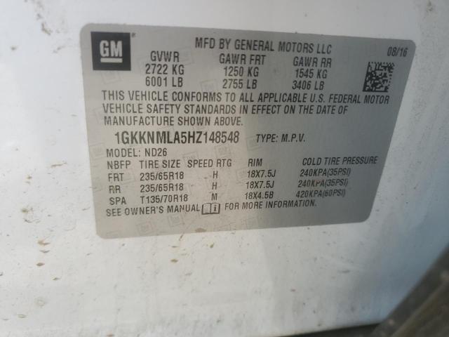 1GKKNMLA5HZ148548 - 2017 GMC ACADIA SLT-1 WHITE photo 13