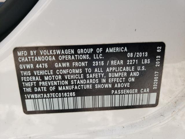 1VWBH7A37EC016265 - 2014 VOLKSWAGEN PASSAT SE WHITE photo 13