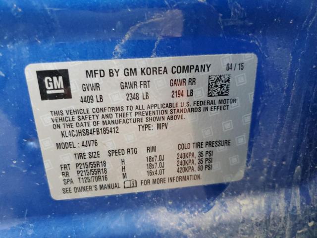 KL4CJHSB4FB185412 - 2015 BUICK ENCORE PREMIUM BLUE photo 12