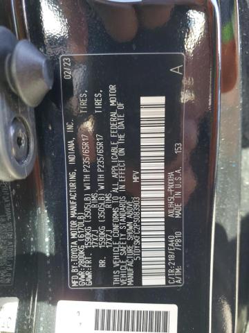 5TDYSKFC2PS083903 - 2023 TOYOTA SIENNA XLE BLACK photo 13