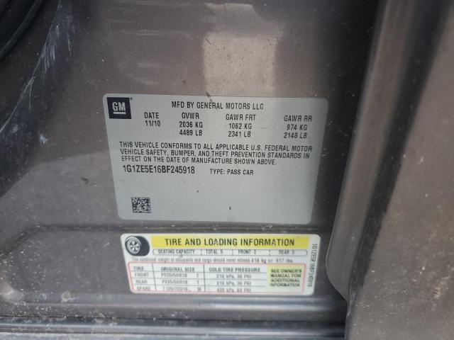 1G1ZE5E16BF245918 - 2011 CHEVROLET MALIBU LTZ ნაცრისფერი ფოტო 12