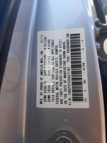 1HGCP2F43CA071367 - 2012 HONDA ACCORD LXP SILVER photo 12