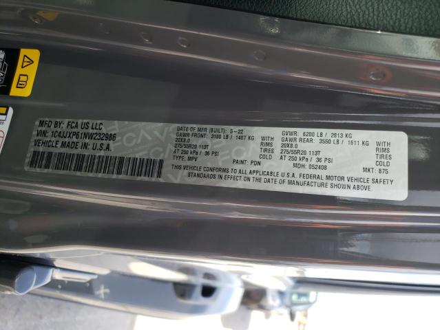 1C4JJXP61NW232986 - 2022 JEEP WRANGLER U SAHARA 4XE GRAY photo 12