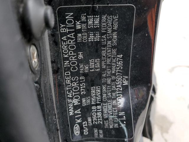 KNDJT2A55D7751674 - 2013 KIA SOUL BLACK photo 12