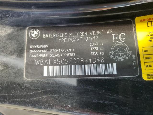 WBALX5C57CC894348 - 2012 BMW 650 XI BLACK photo 12