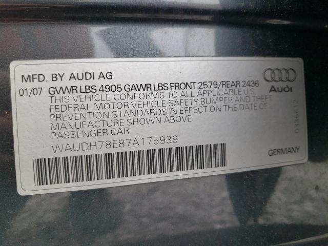 WAUDH78E87A175939 - 2007 AUDI A4 3.2 QUATTRO TEAL photo 12