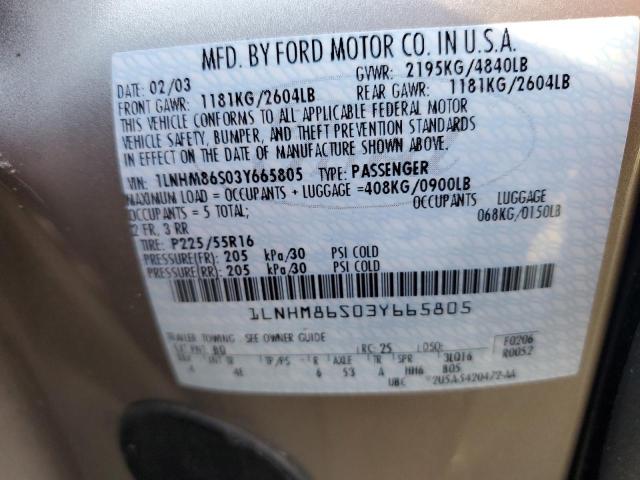 1LNHM86S03Y665805 - 2003 LINCOLN LS Bej foto 10