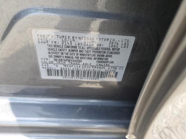 3N1AB7AP8KY440689 - 2019 NISSAN SENTRA S GRAY photo 12