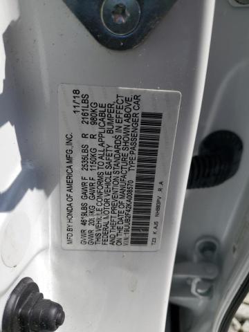 19UUB2F42KA008570 - 2019 ACURA TLX TECHNOLOGY WHITE photo 12