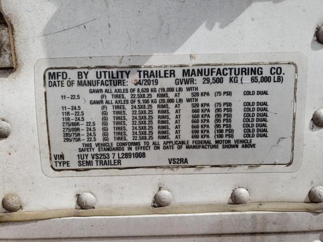 1UYVS2537L2891008 - 2020 UTILITY REEFER WHITE photo 10