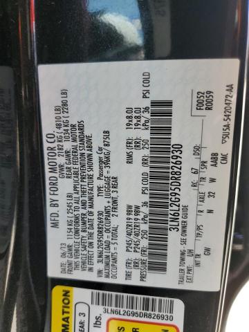 3LN6L2G95DR826930 - 2013 LINCOLN MKZ BLACK photo 12