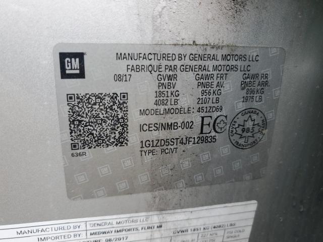 1G1ZD5ST4JF129835 - 2018 CHEVROLET MALIBU LT SILVER photo 13