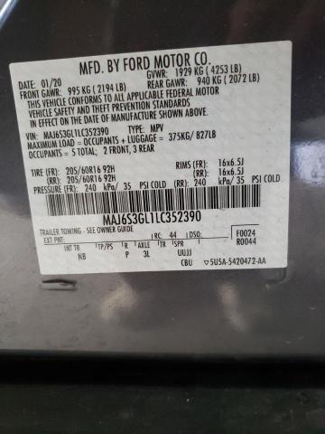 MAJ6S3GL1LC352390 - 2020 FORD ECOSPORT SE GRAY photo 12