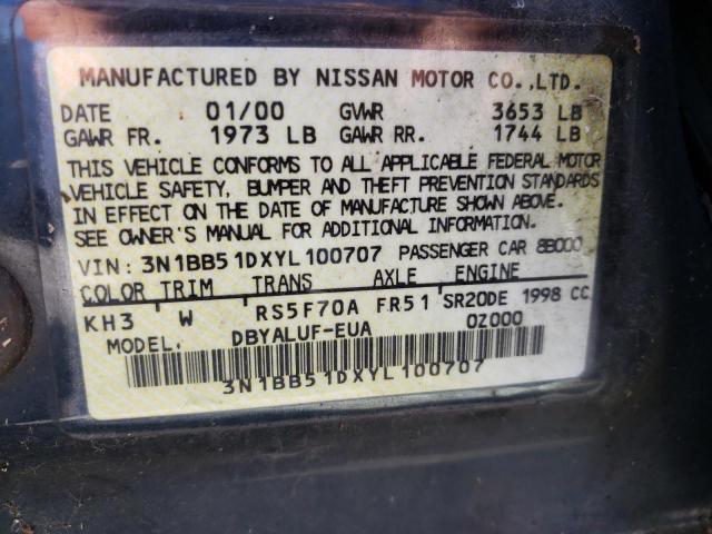 3N1BB51DXYL100707 - 2000 NISSAN SENTRA SE BLACK photo 12