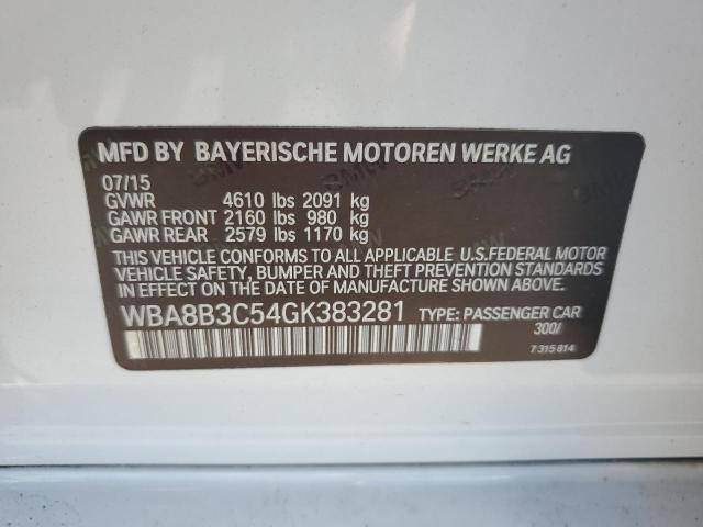 WBA8B3C54GK383281 - 2016 BMW 340 I Blanc photo 13