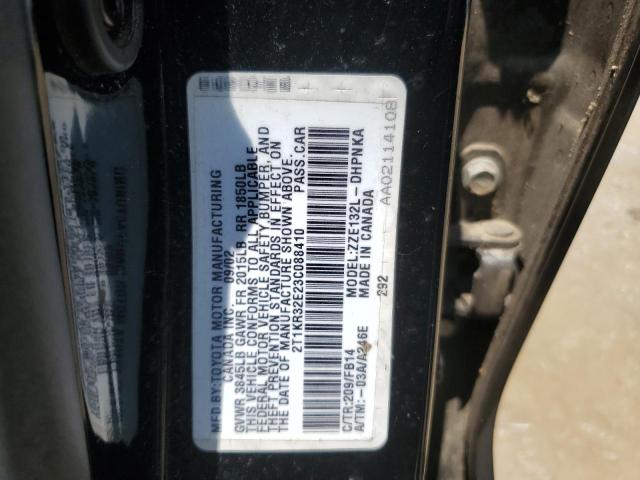 2T1KR32E23C088410 - 2003 TOYOTA MATRIX XR BLACK photo 12