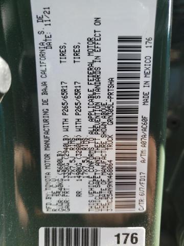 3TMCZ5AN9NM468064 - 2022 TOYOTA TACOMA DOUBLE CAB 绿色 照片 10