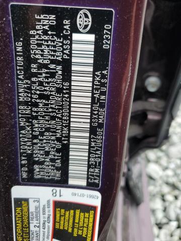 4T1BK1EB9DU024116 - 2013 TOYOTA AVALON BASE MAROON photo 12