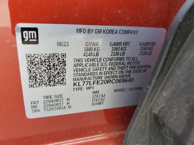 KL77LFE20RC069640 - 2024 CHEVROLET TRAX LS ORANGE photo 14