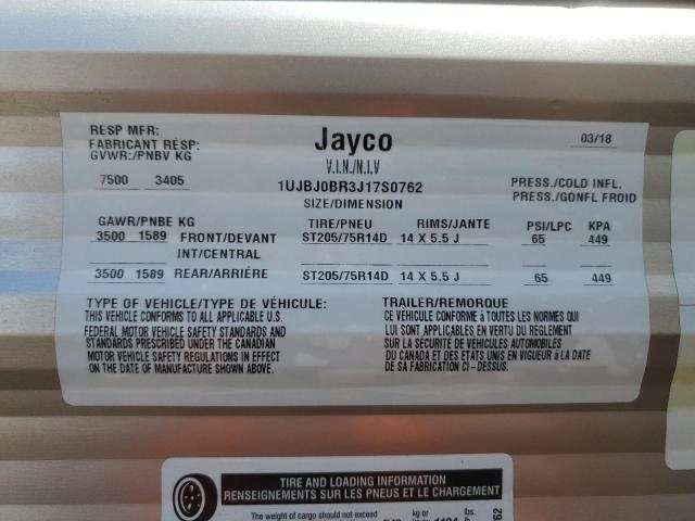 1UJBJ0BR3J17S0762 - 2018 JAYC TRAVEL TRL თეთრი ფოტო 10