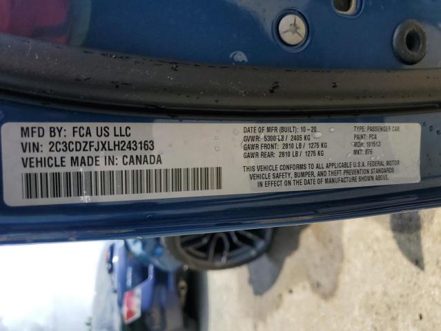 2C3CDZFJXLH243163 - 2020 DODGE CHALLENGER R/T SCAT PACK BLUE photo 13