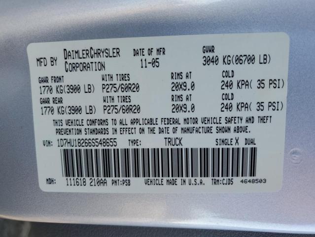 1D7HU18266S548655 - 2006 DODGE RAM 1500 ST SILVER photo 10