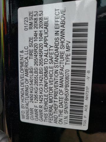 5FNYF8H5XPB008070 - 2023 HONDA PASSPORT EXL Negro foto 14