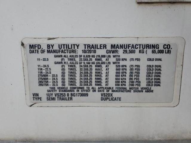 1UYVS2530BG173009 - 2011 UTILITY TRAILER Սպիտակ լուսանկար 10
