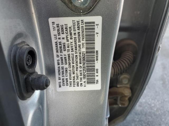 19XFC2E87KE006321 - 2019 HONDA CIVIC SPORT 灰色 照片 12