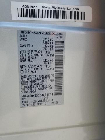 5N1AL0MM5GC504671 - 2016 INFINITI QX60 SILVER photo 13