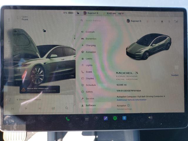 5YJ3E1EB7RF811694 - 2024 TESLA MODEL 3 Gri fotoğraf 9