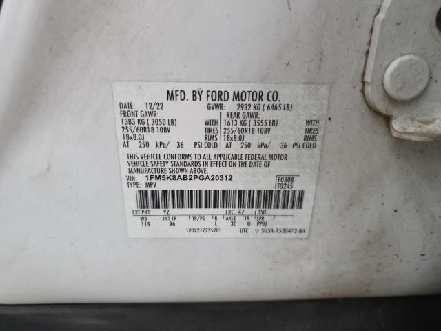 1FM5K8AB2PGA20312 - 2023 FORD EXPLORER POLICE INTERCEPTOR 白色 照片 13