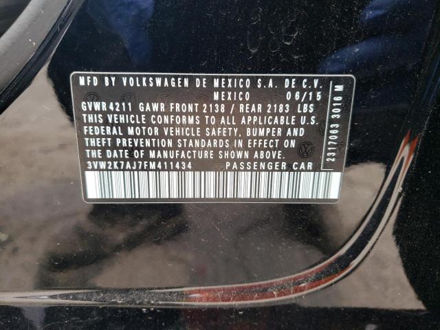 3VW2K7AJ7FM411434 - 2015 VOLKSWAGEN JETTA BASE Schwarz Foto 13