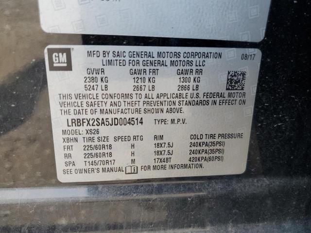 LRBFX2SA5JD004514 - 2018 BUICK ENVISION ESSENCE BLACK photo 13