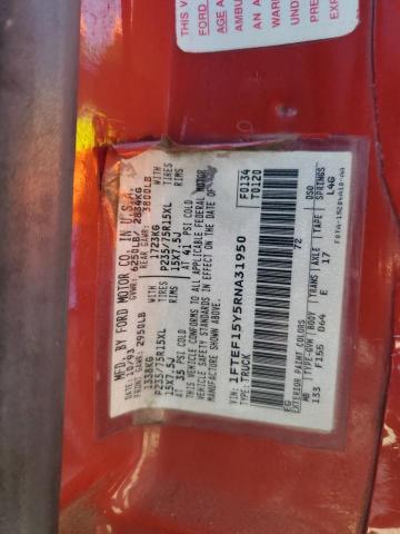1FTEF15Y5RNA31950 - 1994 FORD F-150 RED photo 12