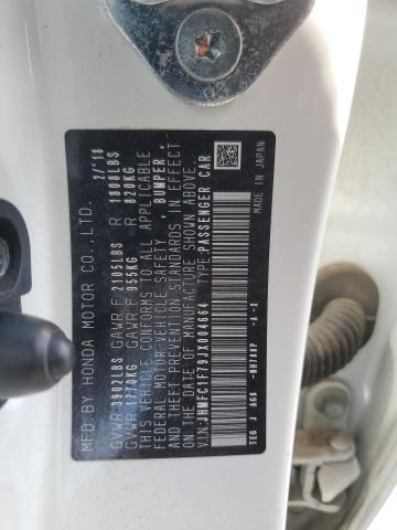 JHMFC1F79JX004664 - 2018 HONDA CIVIC EXL WHITE photo 13