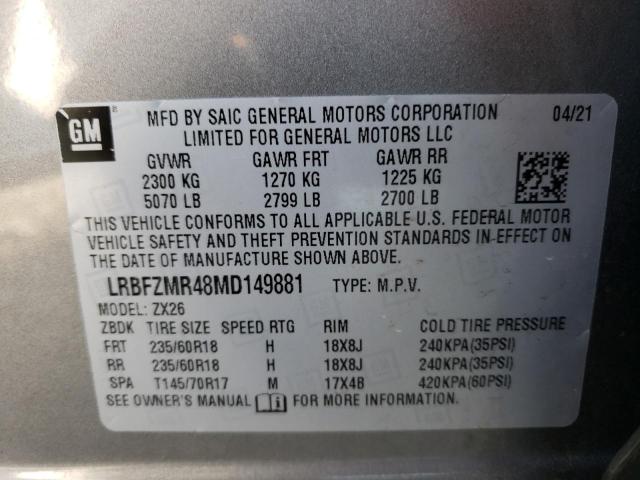 LRBFZMR48MD149881 - 2021 BUICK ENVISION PREFERRED GRAY photo 12