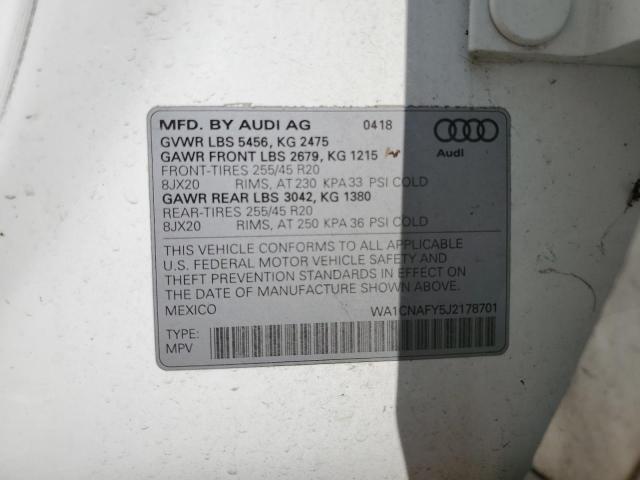 WA1CNAFY5J2178701 - 2018 AUDI Q5 PRESTIGE WHITE photo 14